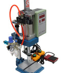 Heavy Duty Desktop Pneumatic Punch Press With Digital Display Adjustable Stroke For Sheet Metal Stamping Built Tough At 660 Lbs Force Knockout Workhorse close-up with digital controller and foot pedal.