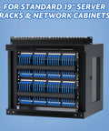 Four Pack 19 Inch 1U Server Rack Cable Management Kit With 24 Slot Horizontal Cable Raceway Gear for tidy racks and cabinets