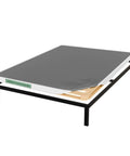 Queen Size Wood Box Spring Bed Base Built For Zero Hassle Setup Provides Dang Sturdy Mattress Foundation Support In A Space Saving Flat Pack Design With A Clean White Finish, displayed with black frame and gray fabric.