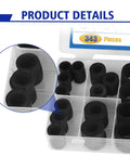 Ultimate DIY Friendly Rubber Flat Washer Gasket Set For Plumbing Repairs 343 Piece NBR 70A Buna N Assortment close-up view in case