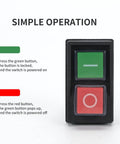 Job Site Magnetic On Off Switch With Automatic Vacuum Control For Power Tools Grinders And Cutters Rock Solid 16A 110V red and green button with operation text