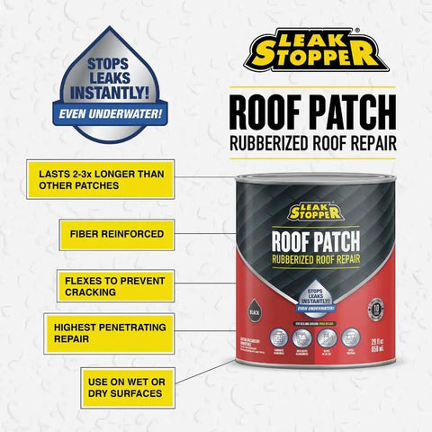 Image of 29 Oz Leak Stopper Roof Patch, Fiber Reinforced Rubberized Trowel Grade Sealant For Roof Leaks, Easy To Apply