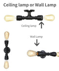 Vintage Edison Vibe Two Light Bathroom Vanity Wall Sconce In Black Finish, showing ceiling and wall mount options.