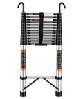Heavy Duty Telescoping Ladder Sixteen And A Half Foot Extension With Hooks, Collapsible Three Hundred Thirty Pound Max Capacity