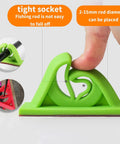 Close-up of a green silicone rod rack showing the grip for 2-15mm rods. Part of Six Pack Red Silicone Adhesive Rod Racks collection.