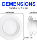 Dimensions of LED Recessed Can Light 4 Inch Downlight, side and front view, showcasing size for 10 Pack 660LM Dimmable LED.