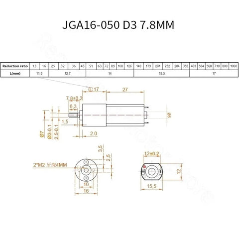 Smooth Operator DC Gearmotor For Diy Builds And Rc Car Mods Featuring Planetary Speed Reducer Cw Ccw Toggle Switch 6V 12V technical drawing with dimensions.