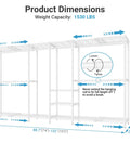 Product dimensions for Heavy Duty Expandable Clothes Rack And Wardrobe Closet Organizer With Adjustable Multi Tier Shelves