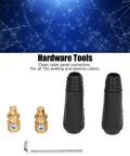 Heavy Duty Black Brass Welding Cable Quick Connectors Two Pack Rubber Shielded Hot Swap Power Plugs with brass connectors.
