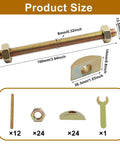 Beefy Heavy Duty M8x100mm Bed Frame And Furniture Hardware Kit with bolts, washers, wrench sizes shown.