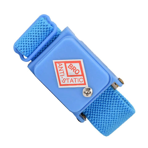 Blue Pro Grade ESD Wrist Strap Kit For Electronics Must Have Adjustable Anti Static Bracelet To Prevent Static Damage visible.