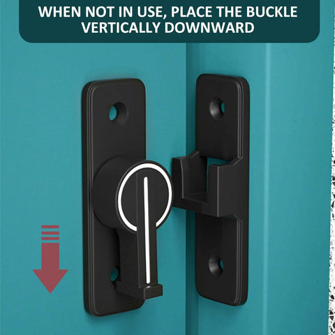 90 Degree Heavy Duty Barn Door Latch Lock for Cabinets and Sliding Doors in matte black zinc alloy installed on door