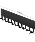 Wall Mounted Key Holder With 10 Hooks No Drill Self Adhesive Matte Black Metal Key Rack for Hallway Home Office Easy Install
