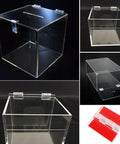 Self Adhesive Transparent Acrylic Hinge Set 12 Pcs 35x25 mm used on glass display and aquarium lids.