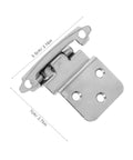 Heavy duty self-closing recessed cabinet hinge, durable metal, easy install, for kitchen and bathroom, 8 pack shown, precise measurement shown.