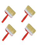 Four Piece Stain Applicator Set With Natural Bristles For Decks Terraces And Furniture Coatings Rustproof Ferrules And Easy Clean
