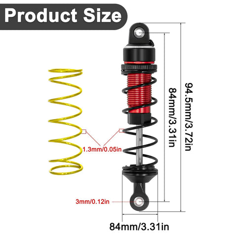 Aluminum RC Shock Absorber Set Front And Rear With Adjustable Springs Red For 1 By 16 Traxxas Mini Maxx 4WD Upgrade Kit size chart