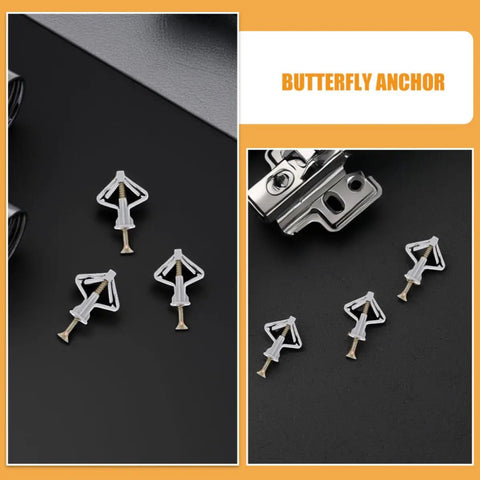 Drywall Anchors For Screws Kit 50 Piece Set Heavy Duty Plastic Butterfly Anchors With Steel Screws For Hollow Walls