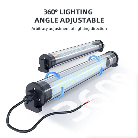 Explosion Proof LED Work Light For CNC Machines And Workshops, 110-220V IP68 Waterproof Aluminum Tube Light, 20W, 360 Degree Rotatable Mount