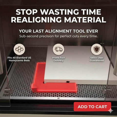 Five-Magnet Laser Honeycomb Bed Alignment Tool With Easy Lift Tab Rock-Solid Neodymium Magnetic Grip For Precise Cut And Engrave in use