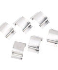 Greenhouse Glass Clamps Stainless Steel Sprung G Clamp Set 50Pcs, six silver clamps on white
