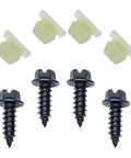 Heavy Duty Stainless Steel License Plate Screw Kit With Self Tapping Bolts And Nylon Inserts For Securing Car Plate Frames Or Covers Rust Proof Black Fasteners Easy Install 4 Sets, showing screws and inserts