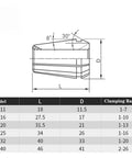 Diagram of ER collet types with dimensions and clamping ranges for Get Your Hands On This Awesome ER16 ER20 ER25 Collet Chuck Set With 1 To 16mm Spring Tool Holder For Machining CNC Lathe Mill And Engraving Machines That Are Totally Rad And Built Like Tanks.
