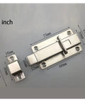 Heavy Duty Stainless Steel Sliding Door Barrel Bolt Spring Latch Gate Lock, 3-inch size with dimensions, designed for fences.