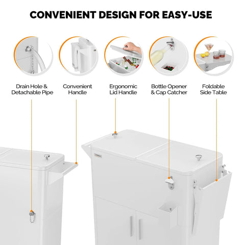 Patio Cooler With Storage Cabinet And Bottle Opener Ice Chest For Outdoor Parties And Poolside Gatherings Keeps Drinks Cold And Fresh Holds Up To 80 Quarts With Drainage And Extra Space For Tools And Snacks convenient features