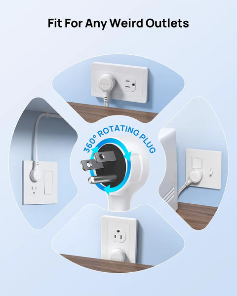 Power Strip Surge Protector With Five Widely Spaced Outlets Three USB Ports Including USB C Six Foot Flat Plug 1440 Joules