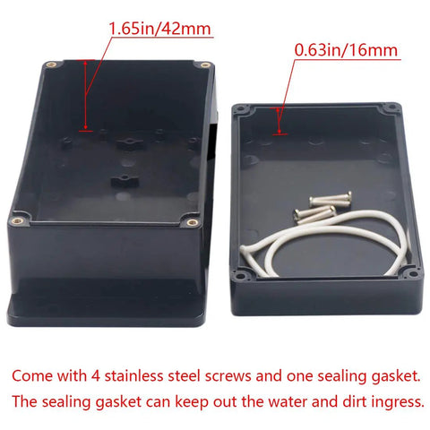 Heavy Duty Rock Solid IP65 Waterproof ABS Plastic Project Box For DIY Electronics And Power Supply Enclosure With Pre Drilled Mounting Holes Built Tough Black, 1.65in height