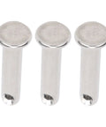 Close-up of three Round Clevis Pins Set 50Pcs Stainless Steel Flat Head Hinge Pins M6x25mm for equipment use