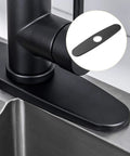 Slick Black Stainless Steel Faucet Cover Plate Three Hole Sink Escutcheon on stainless steel sink, 10.03 x 2.36 inches.