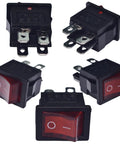 Five Hull Shape Snap In 4 Pin On Off Switch With Red Lamp Indicator Micro SMD PCB Switch Fits 19.2x12.9mm Mounting Hole KCD1 104