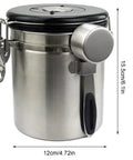 Stainless Steel Airtight Coffee Container Set With Scoop keeps your daily brew fresh, featuring a hand grip design.