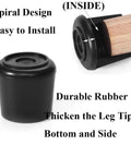 No Slip Rubber Chair Leg Tips Caps Three Quarter Inch Inner Diameter Floor Protectors Round Black 16 Pack Durable Wear Resistant