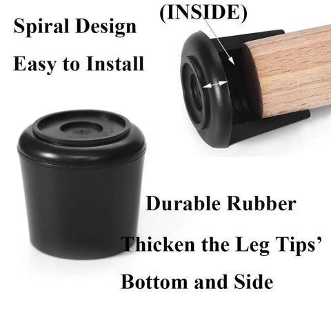 No Slip Rubber Chair Leg Tips Caps Three Quarter Inch Inner Diameter Floor Protectors Round Black 16 Pack Durable Wear Resistant
