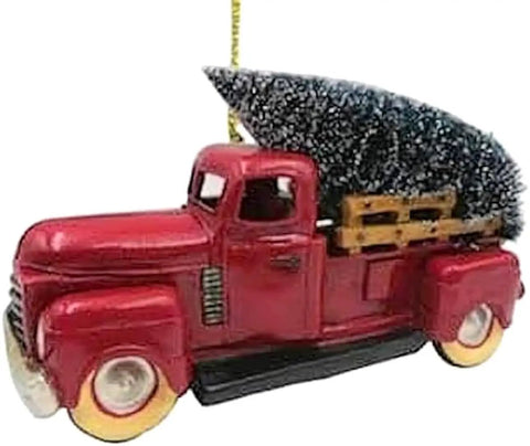 2.95 Inch Farmhouse Red Truck Ornament With Christmas Tree Vintage Pickup Holiday Decor Retro Farmhouse Style Christmas Ornament