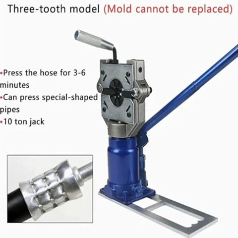 Top Shelf Heavy Duty Electric Hydraulic Hose Crimping Machine For High Pressure Lines with three-tooth model and ergonomic lever.