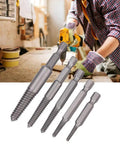 Cr-Mo Steel Screw Extractor Kit 5-Piece Fine Teeth Tool Set For Stripped Broken Rusty Bolts And Damaged Screws Heavy Duty Removal Gear For Garage Pros, 5-piece set