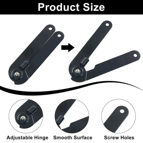 Badass Heavy Duty Folding Lid Support Hinges With Smooth As Butter 180 Degree Motion Built For Cabinet Doors Furniture Repairs And DIY Woodworking Builds In Classic Black Finish, showcasing adjustable hinge and screw holes.