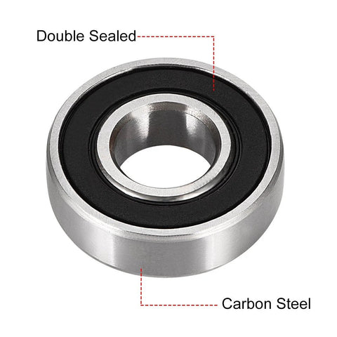 uxcell 6001-2RS ball bearing, double-sealed carbon steel, 12x28x8 mm, top view