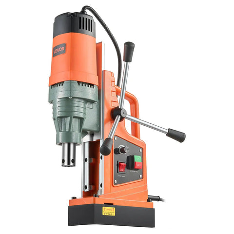 Powerful 1550W Magnetic Drill Press With 0-550 RPM Variable Speed, 2 Inch Core Drilling Capacity, front view.