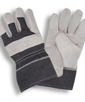 Pair of durable work gloves with gray fabric and reinforced palms, designed for protection and grip in heavy-duty tasks.