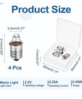 Killer 4 Pack E10 Miniature Screw Base Light Bulbs For Model Kits And Electronics 2.2 Volt Warm Yellow Glow 0.55 Watt in clear case.
