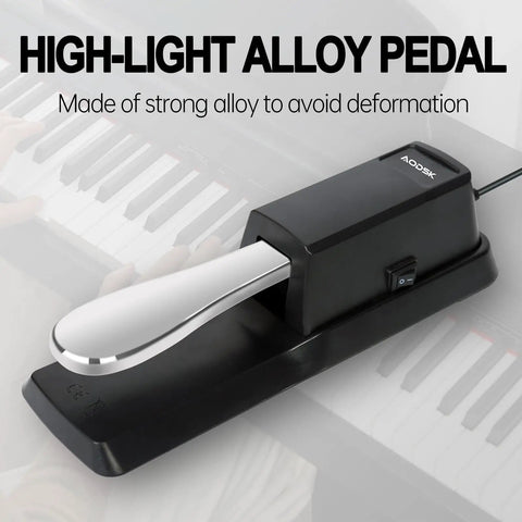Universal Sustain Pedal For Digital Pianos, Electronic Keyboards, MIDI Keyboards, And Synthesizers With Polarity Switch