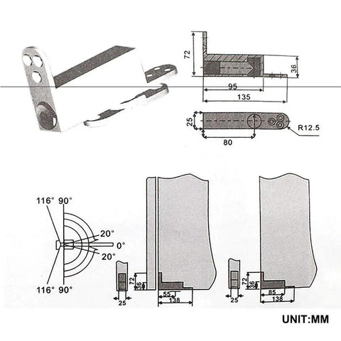 Technical diagram of Heavy Duty Wood Door Pivot Hinges Self Closing 360 Degree Shaft Stainless Steel Pivot Hardware For Interior Doors.