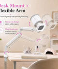 Desk Mount with Flexible Arm for Heavy Duty Nail Dust Collector With Straight Fire Suction Vacuum Fan And Reusable Filter For Gel Acrylics.