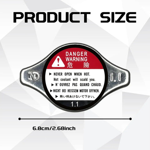 Radiator Cap Replacement OEM 19045-PAA-A01 for Honda Accord 1994-2006, Civic 1992-2005, safety warning label visible