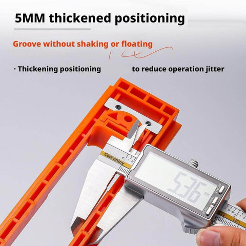 Close-up of orange Door Hinge Jig Installation Kit With Adjustable Template And Milling Cutter For Precise Hinge Alignment